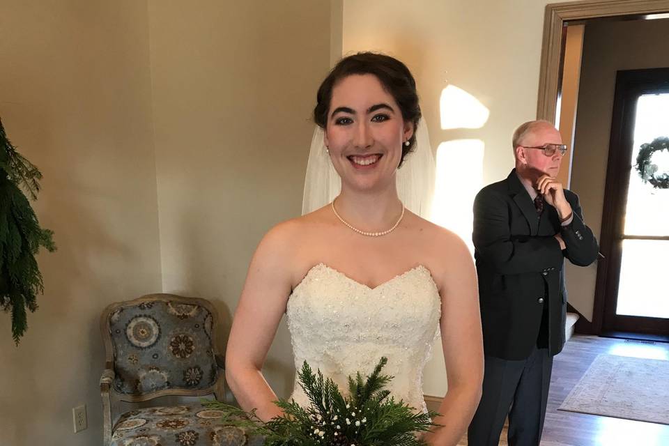 Winter bride with greenery