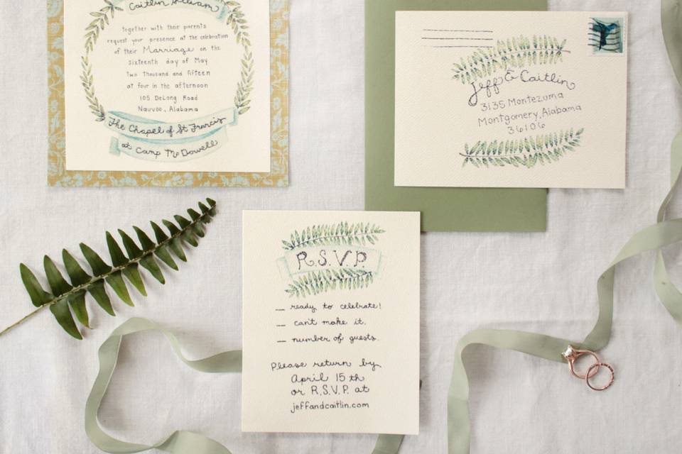 Fronds & Ribbon Invites