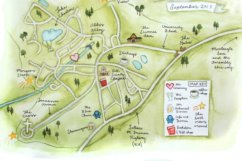 Sewanee Wedding Map