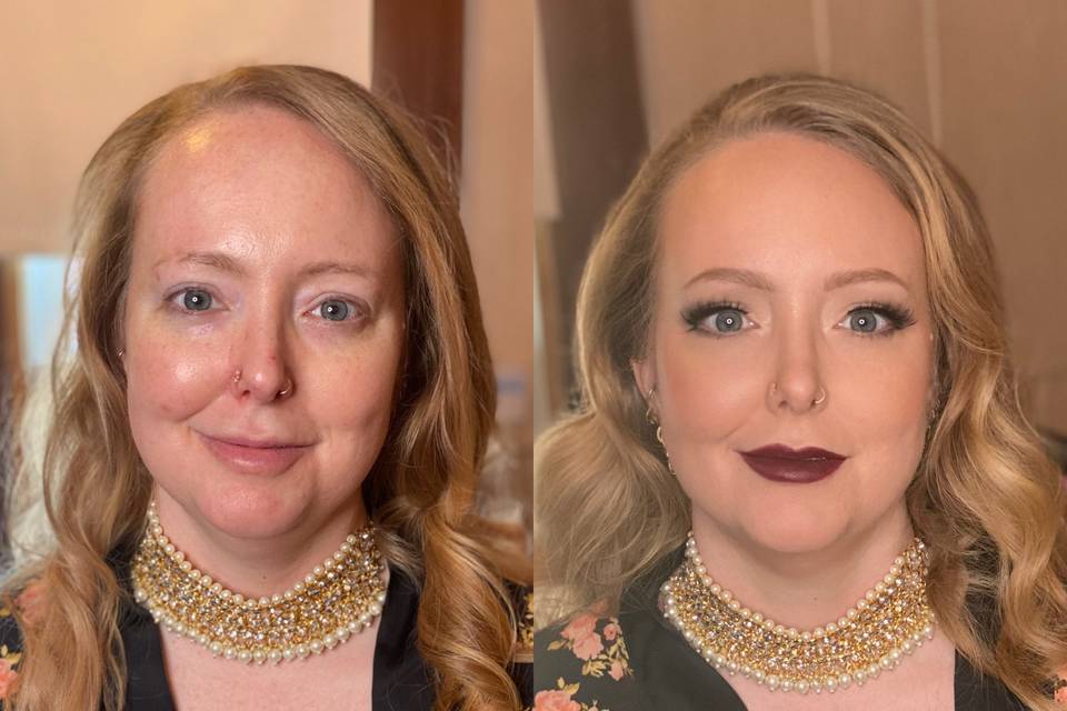 Bride before + after