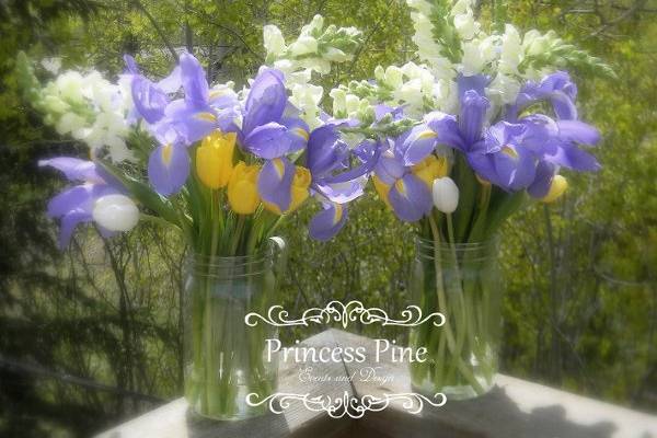 Floral Design arrangements using Iris, Snap Dragons and Tulips.