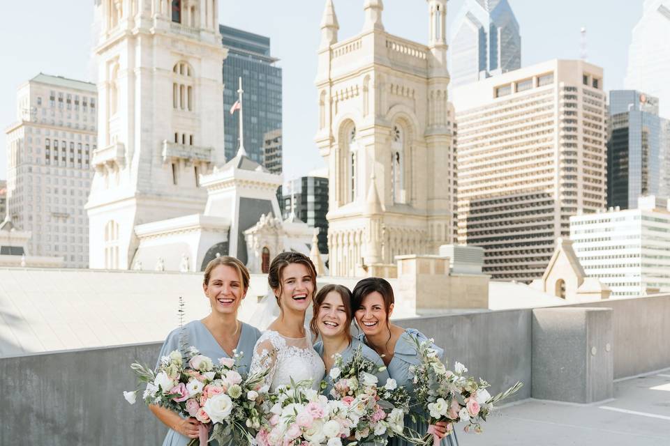 Bridesmaids in downtown Phili