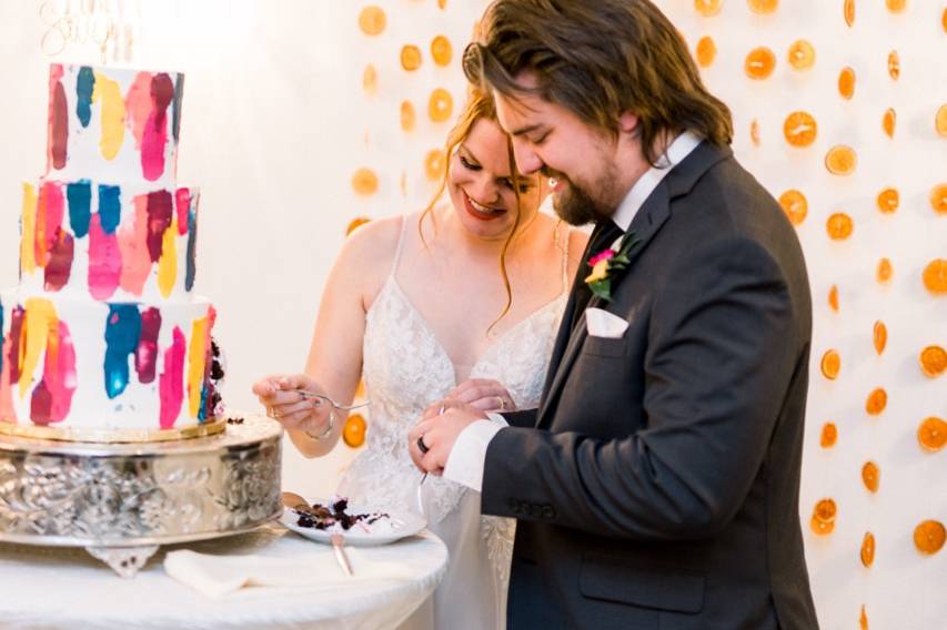 Couple Cutting Cake