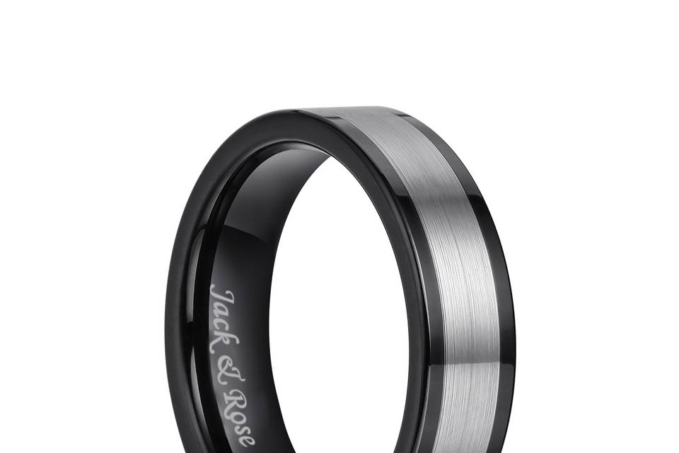 Two tone tungsten rings