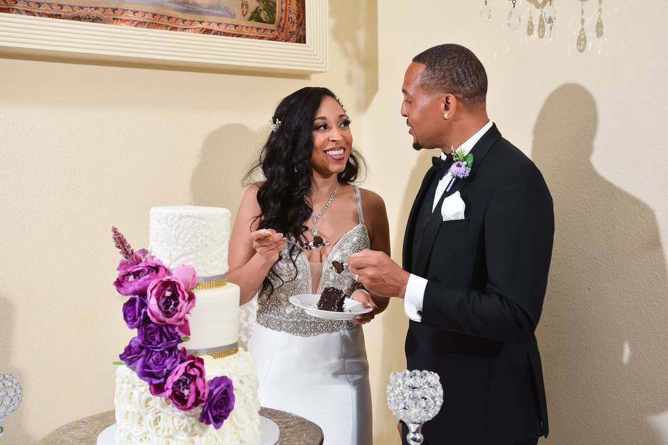 Beautiful couple and cake