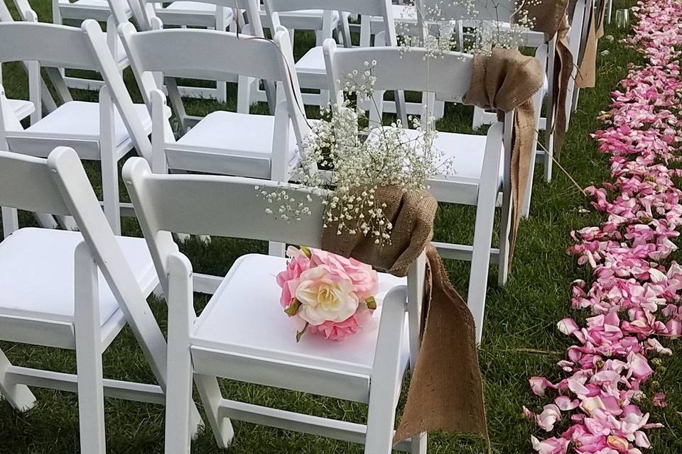 Chairs and flowers