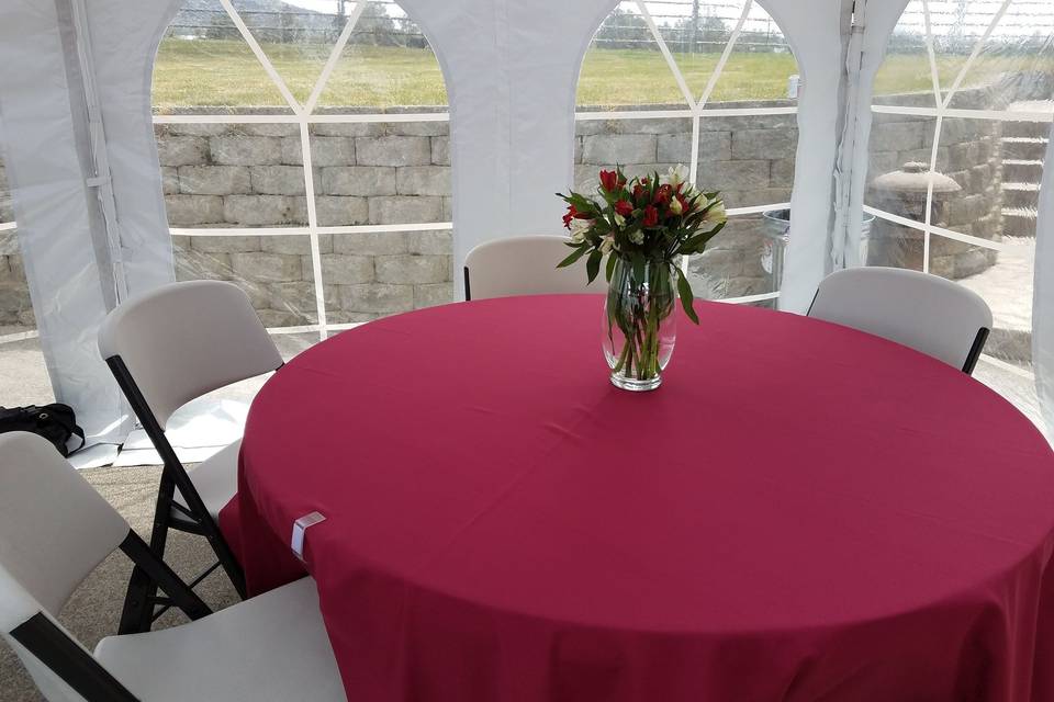 French Window Walls on our Frame Tent add a touch of elegance to any event