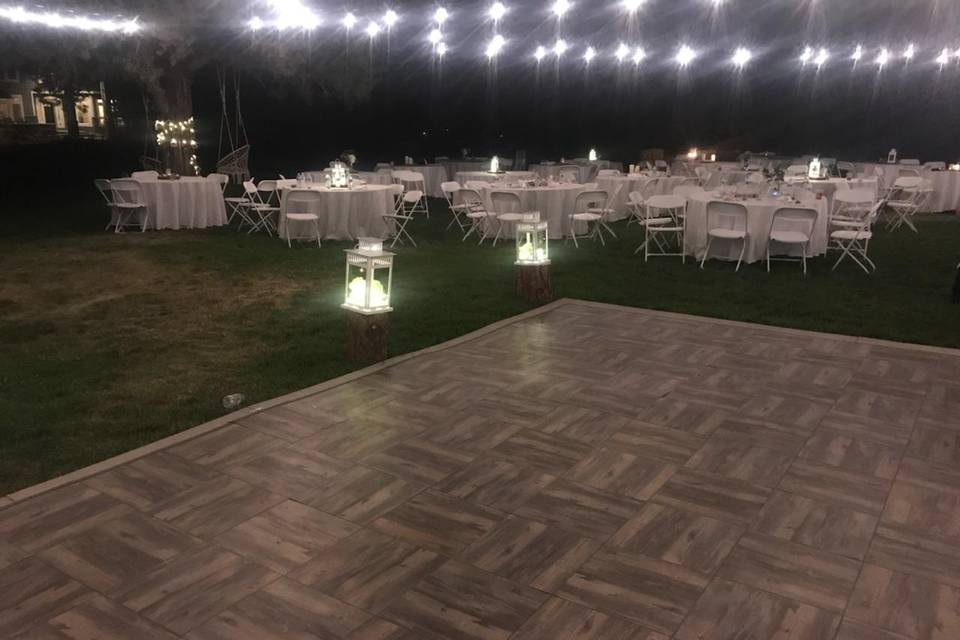 Wood look dance floor at night