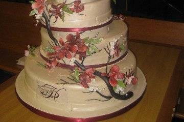 Wedding cake with white flowers