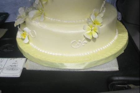 Wedding cake with white flowers