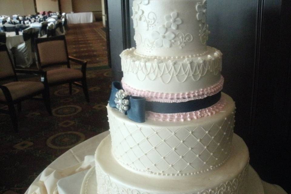 All white wedding cake