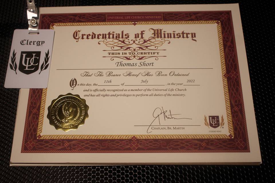 Ordained - Just in case