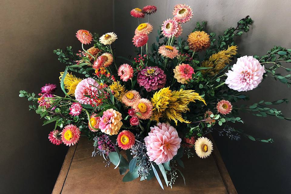 Warm colored flower arrangement
