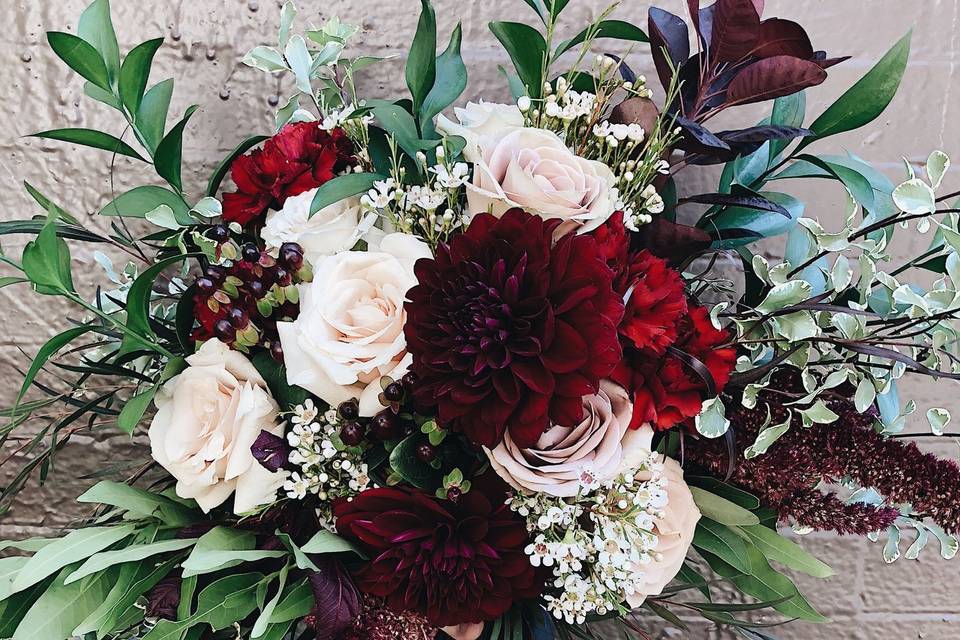 Red and white arrangement