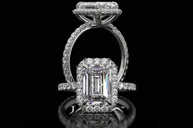 Emerald Halo Engagement Ring