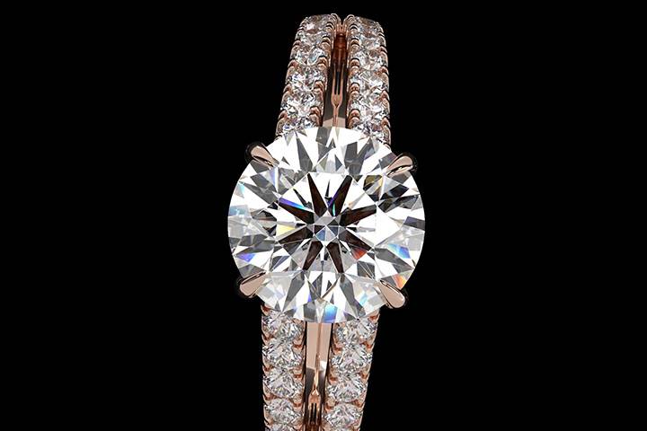 Round Diamond Split Shank Ring
