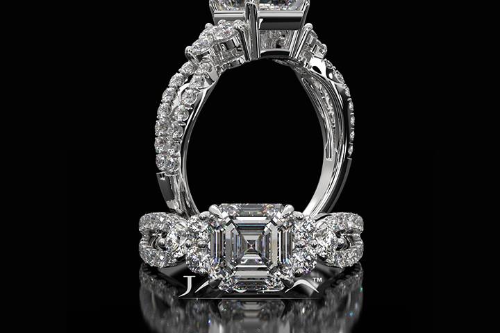 Asscher Round Diamond Ring