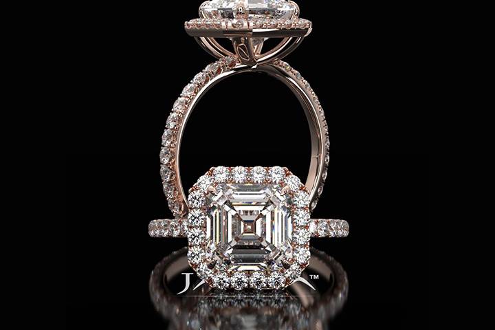 Asscher Halo Diamond Ring
