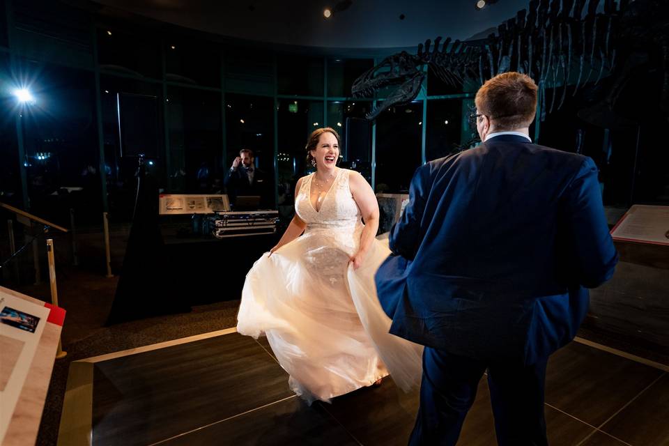 Bridge and groom dancing