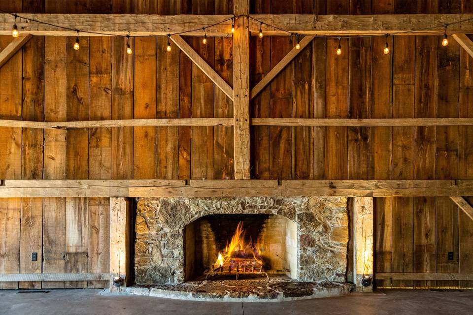 Fireplace inside the barn