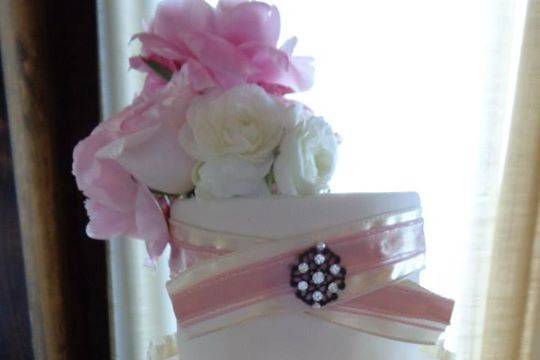 Two tier ruffled cake