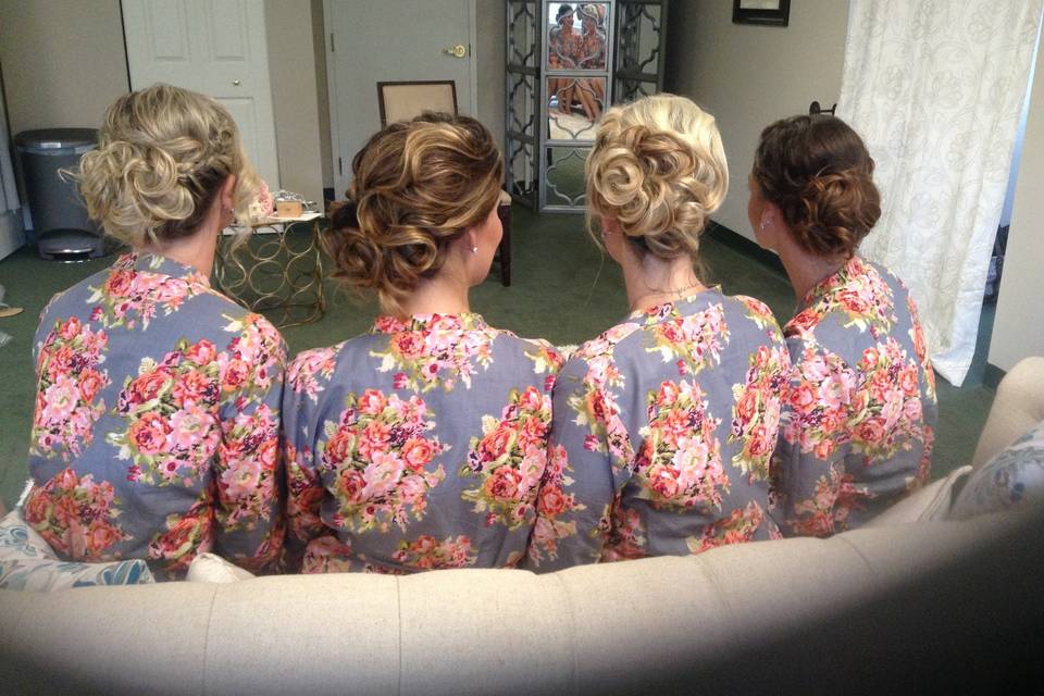 Bridesmaids' hairdos