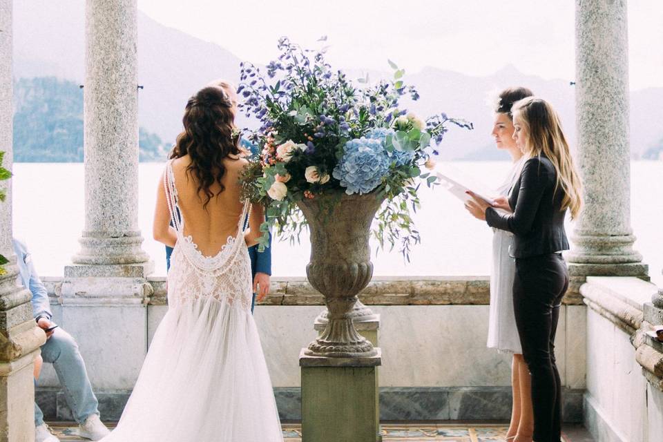 Bride looking out