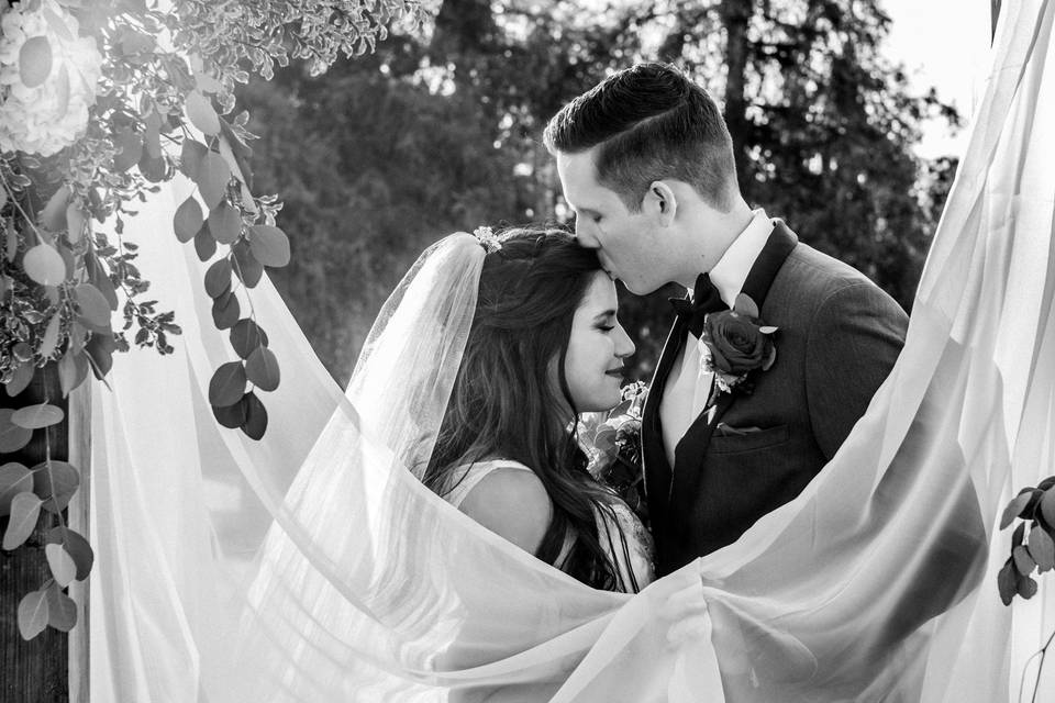 Black and white bride groom