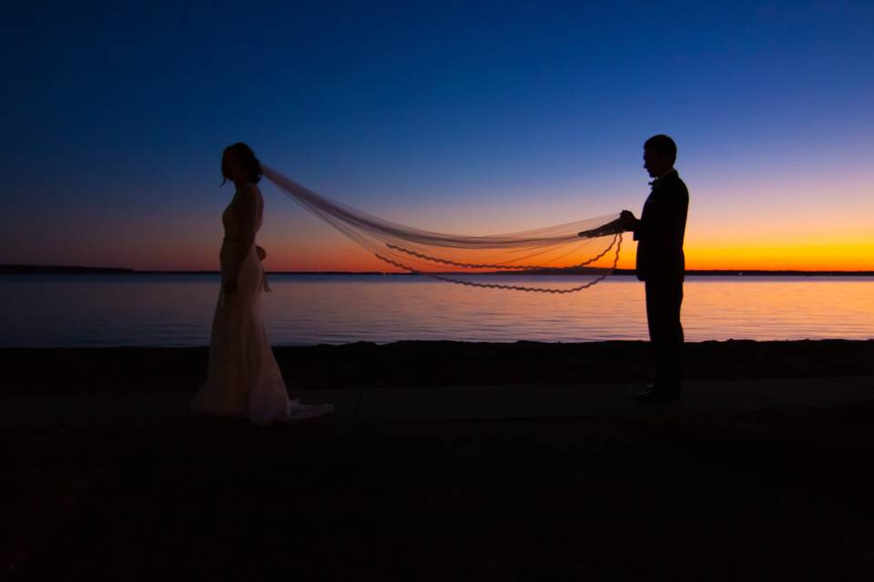 Sunset Bride and groom