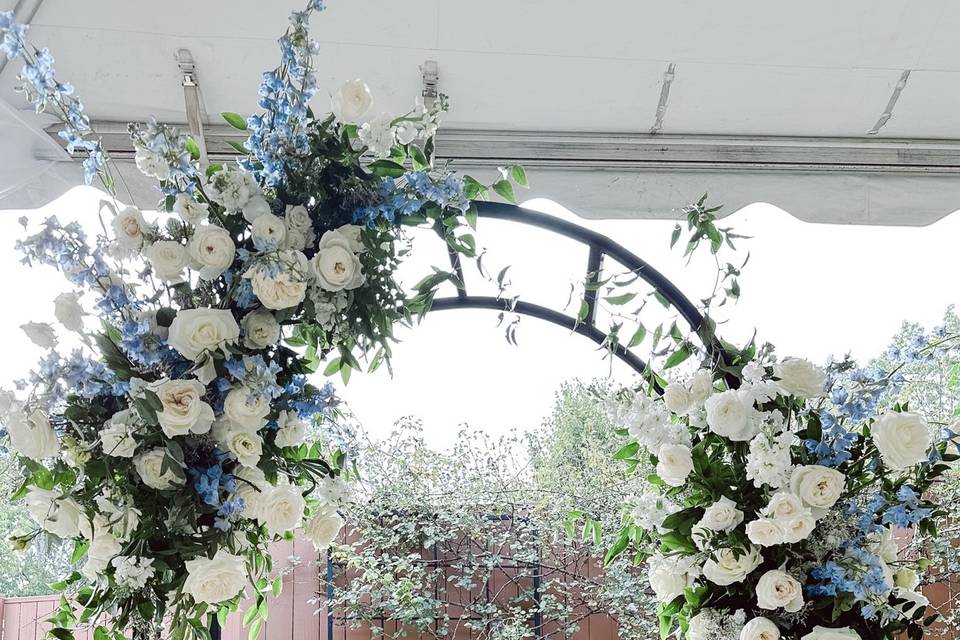 Ivory and Accents of Blue Arbo