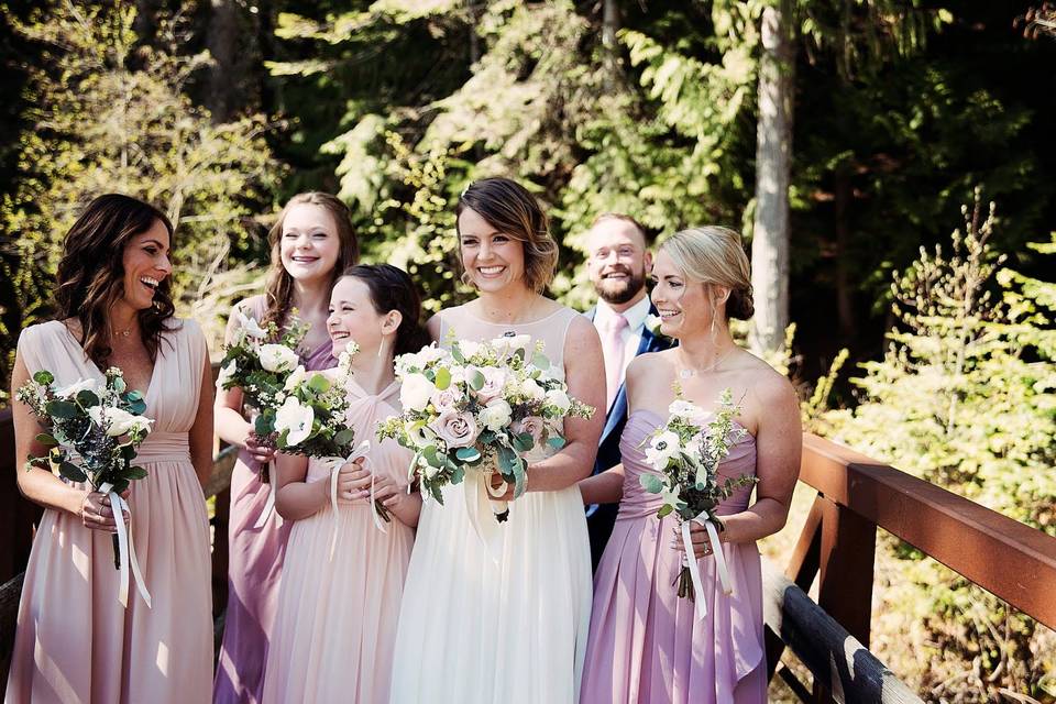 Romantic styled bridal party