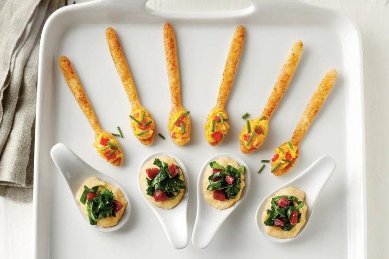 Grits and Greens - Pimiento Cheese on Edible Spoon