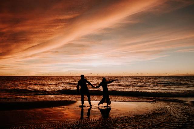 Wedding day on lake michigan