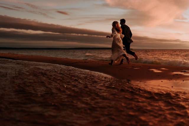 Wedding day on lake michigan