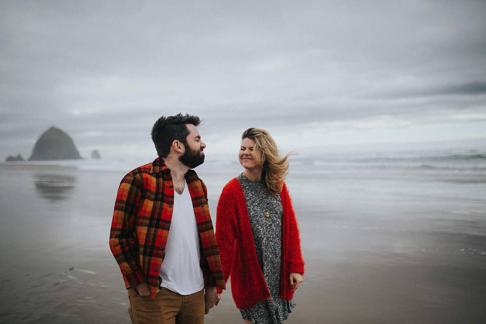 Couple in Cannon Beach, Oregon