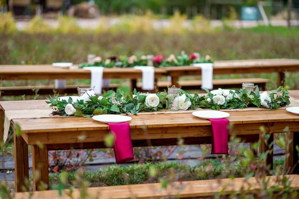 Tables in the vineyard