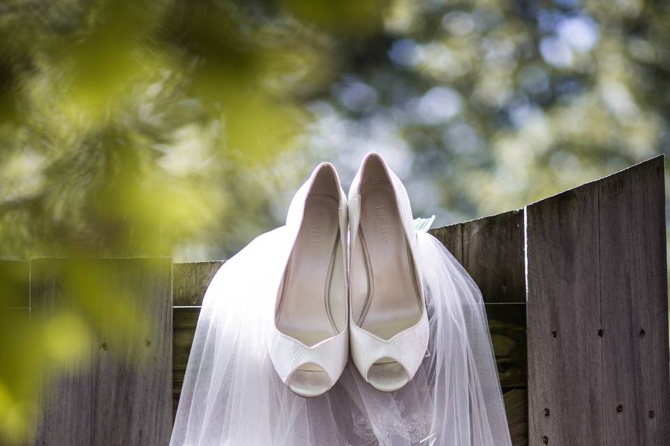 Wedding Day Shoes with Veil