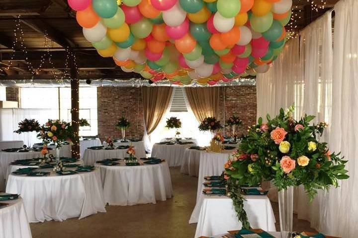 Wedding reception with balloons