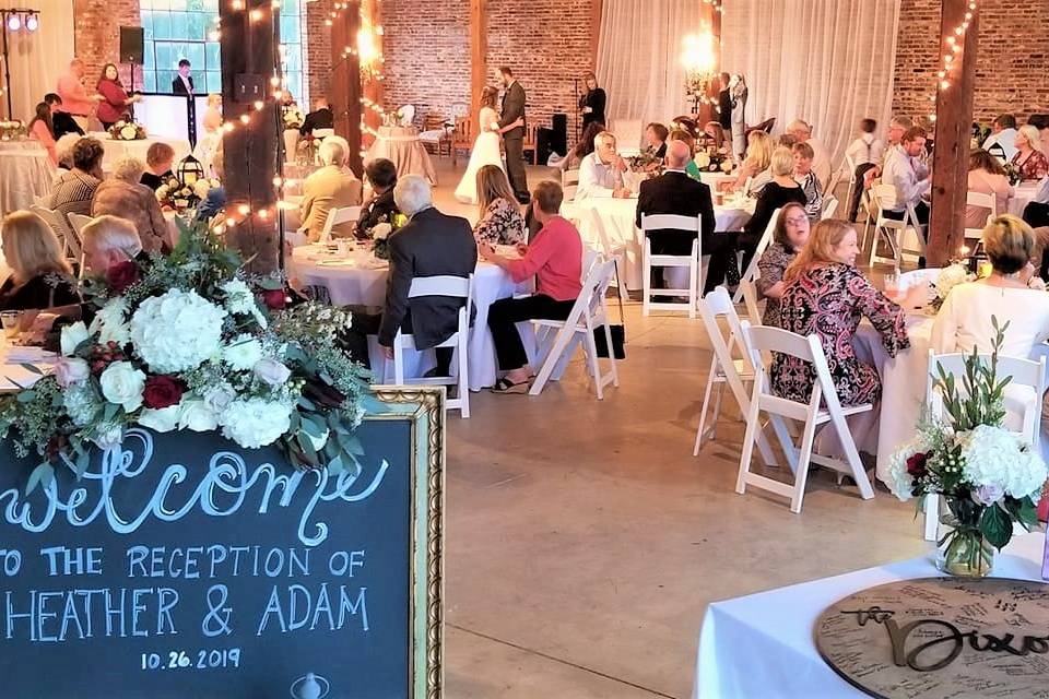 Reception with white flowers