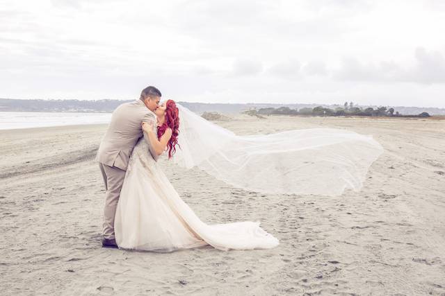 Newlyweds kiss