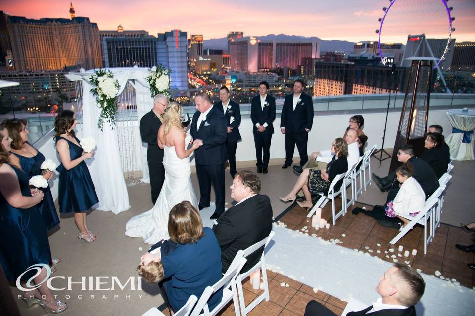 Wedding with a city view