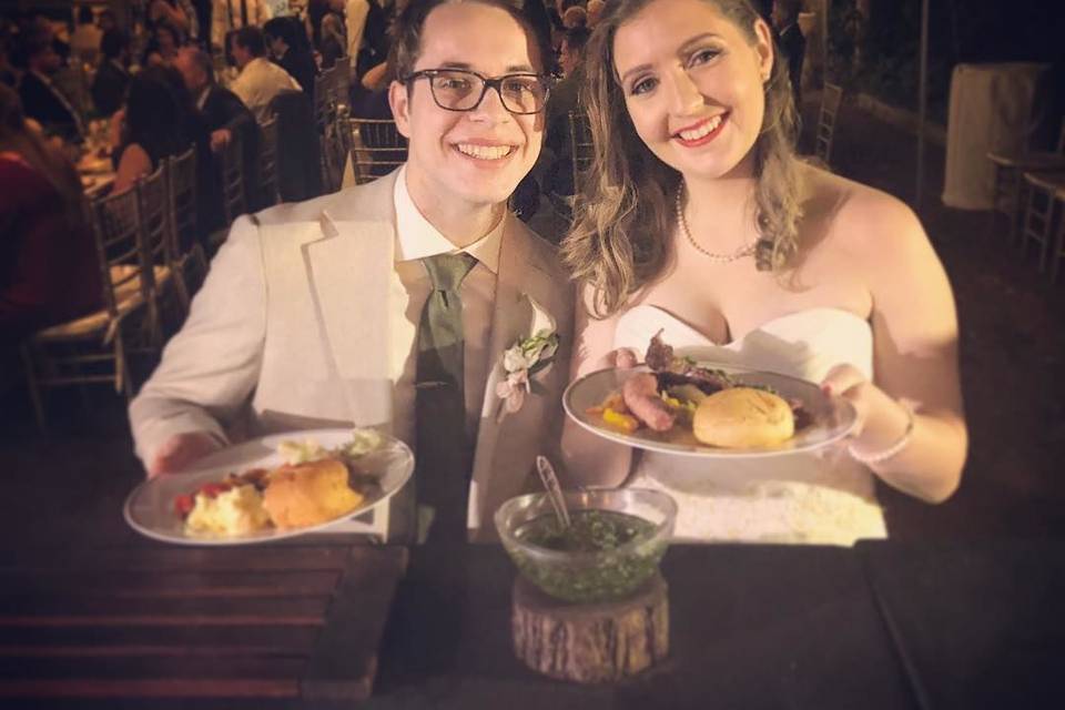 Bride and groom at the grill stranahan house