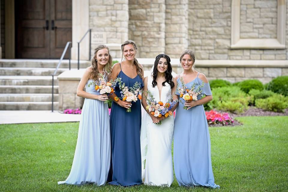 Blue bridesmaid dresses!