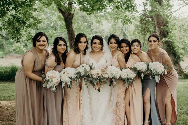 Bride with bridesmaids