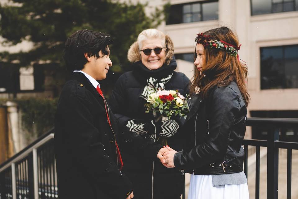 Winter Elopement on the canal