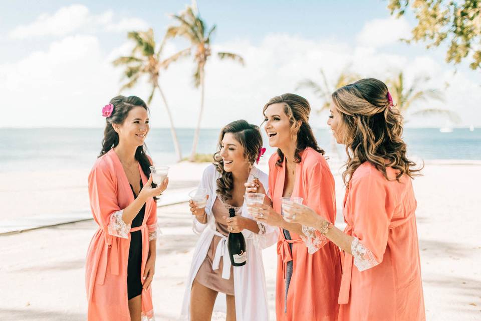 Cocktails for the bride and her bridesmaids