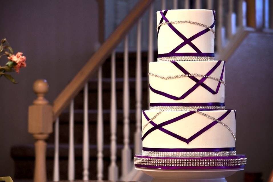 Royal purple ribbon cake