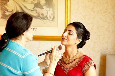 Applying makeup