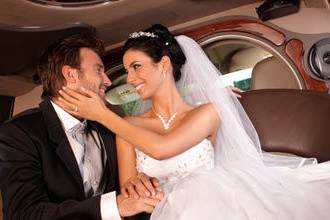 Newlyweds in the limousine