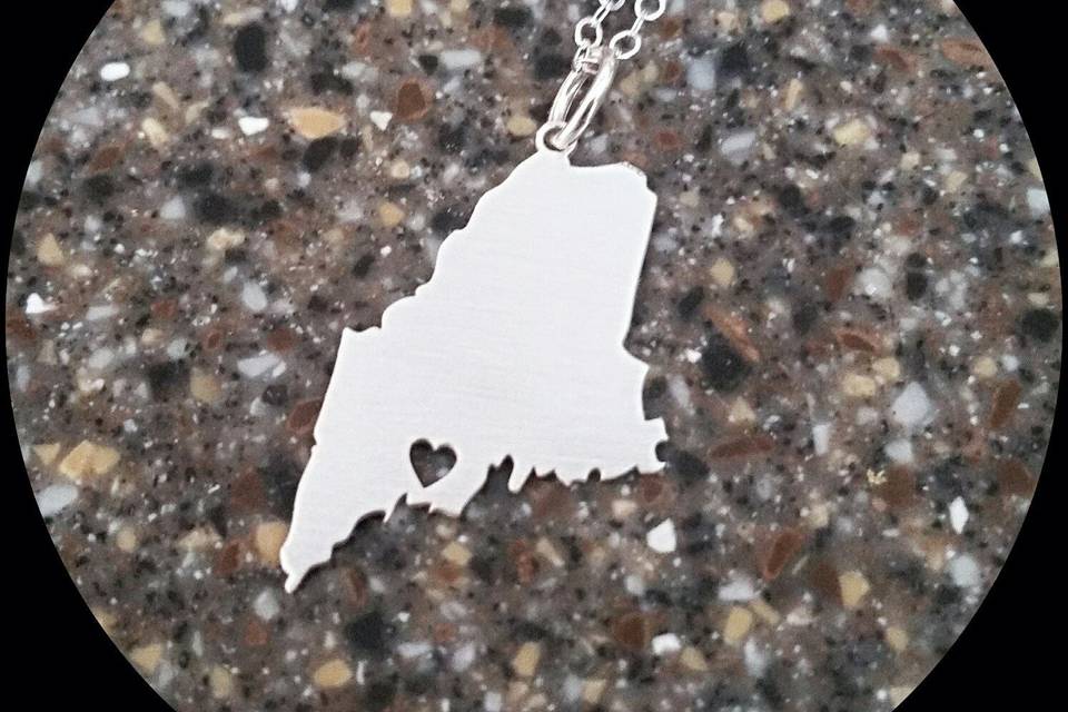 Maine Heart Sterling Silver Necklace